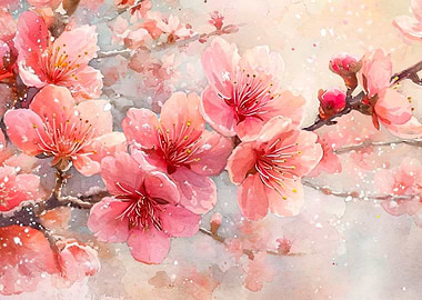Watercolor Cherry Blossoms