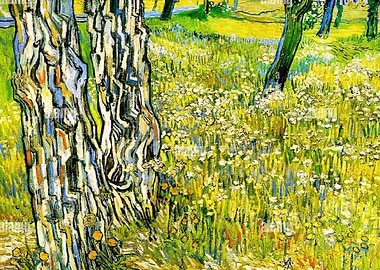 Tree Trunks and Flowers