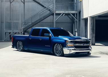 Blue Chevrolet Silverado Pickup Truck