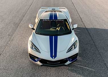 White Corvette with Blue Stripes
