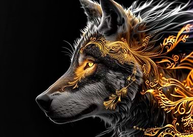 Golden Wolf Portrait