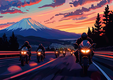 Motorcycle Ride at Sunset