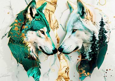Wolf Couple Art Print