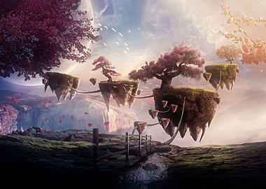 Floating Islands with Cherry Blossoms