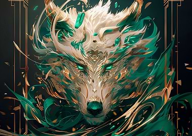 Emerald Wolf Art Print