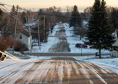 Snowy Suburban Street