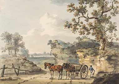Horse-Drawn Cart in Landscape