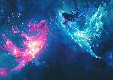 Two Mermaids in the Deep
