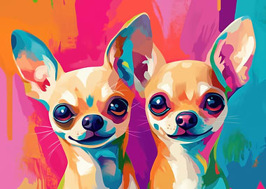 Twin Chihuahuas in Pop Art