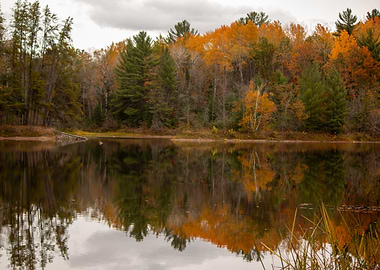 Autumn Reflections on the Sturgeon River in Michigan
