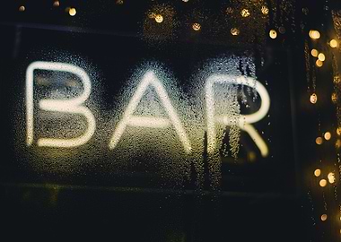 Neon Bar Sign in Rain