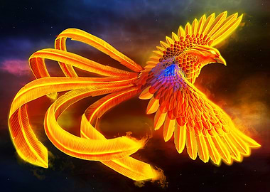 Fiery Phoenix in Flight