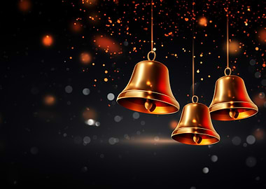 Golden Bells on Black Background