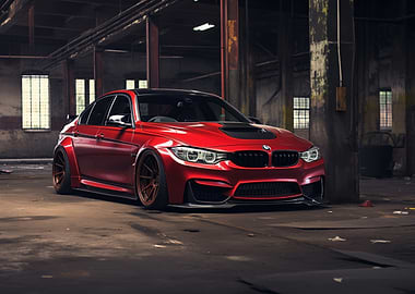 Tuned BMW M3 car in garage