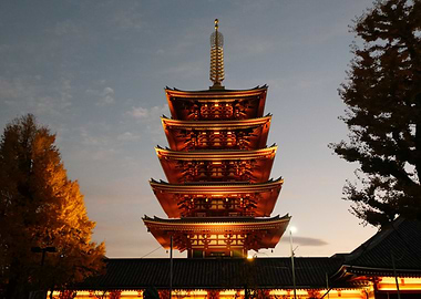 Japanese Pagoda at Dusk