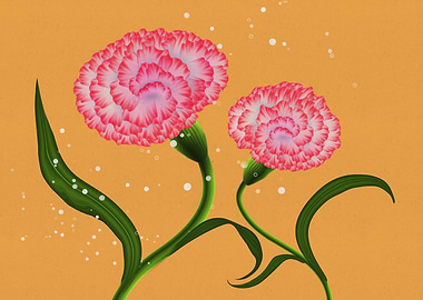 Pink Carnations on Orange