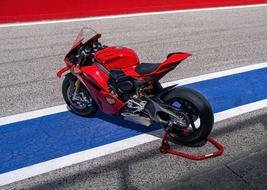 Red Ducati Motorcycle on Track