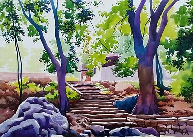 Watercolor Stairway