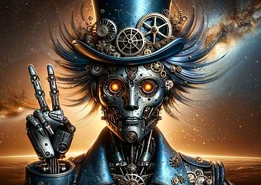 Cosmic Mechanic: A Futuristic Peace Symbol