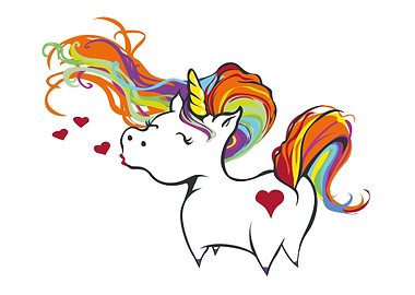 Rainbow Unicorn Blowing Love Kisses