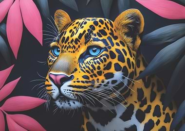 Leopard animal with Blue Eyes