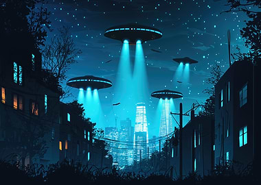 UFO Fleet Above The City