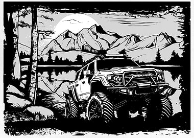 Off-Road Truck Mountain Scene