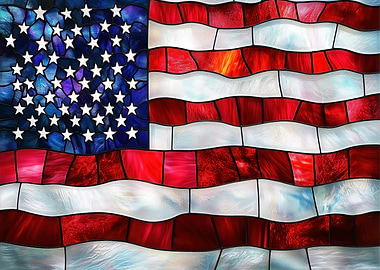 Stained Glass American Flag