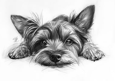 Yorkshire Terrier Pencil Drawing