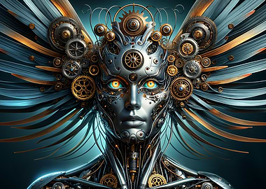 Futuristic Humanoid Design with Metal and Natural