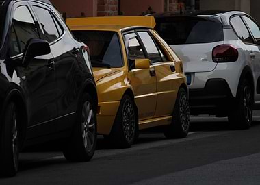 Yellow Lancia Delta Integrale