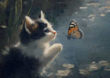 Kitten and Butterfly