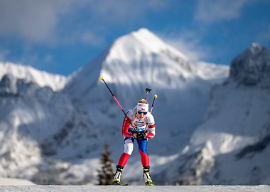 An athlete from the Czech Republic team at the Biathlon World Cup in Grand Bornand 2024