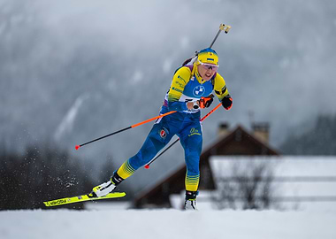 Ukrainian biathlete DZHIMA Yuliia at the Biathlon World Cup in Le Grand Bornand 2024