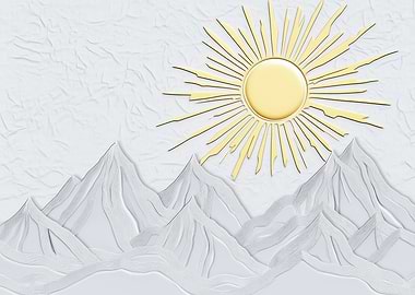 Golden Sun Over Mountains