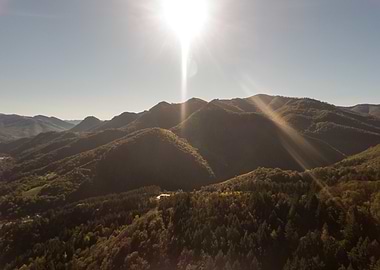 Sunlit Mountain Range