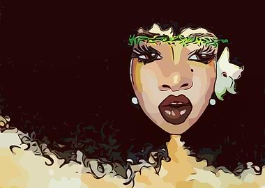 Woman with Afro and Flower