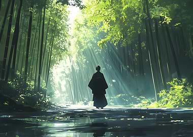 Silhouette in Bamboo Forest