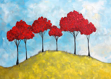 Red Trees on Hill