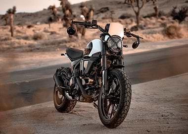 White Scrambler Motorcycle