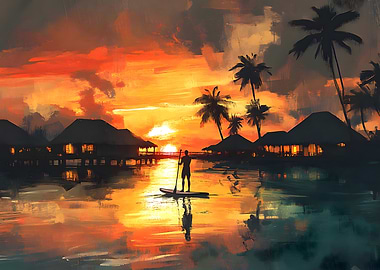Sunset Paddleboarding
