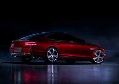 Red Genesis G80 Sedan