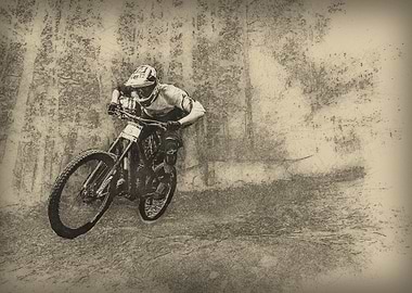 Mountain Biker in Action