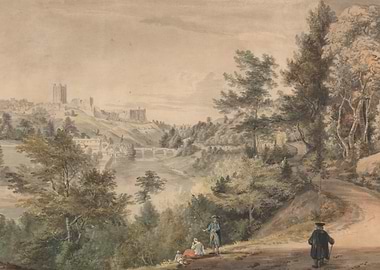 Watercolor Landscape with Castle