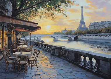 Parisian Cafe Sunset