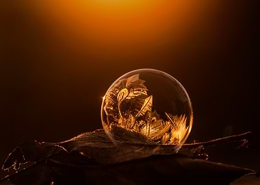 Golden Bubble with Feathers