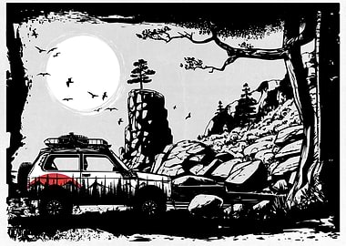 Black and White Car in Nature