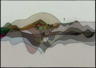 Abstract Landscape with Green Circles