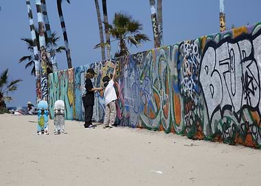 Graffiti Wall Beach Scene