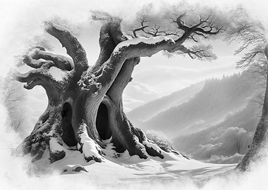 Snowy Ancient Tree